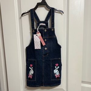 Charming Kids Denim Overalls with Heart Accents
